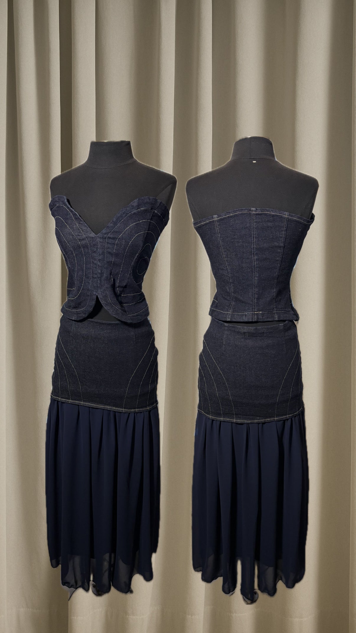 Denim skirt set