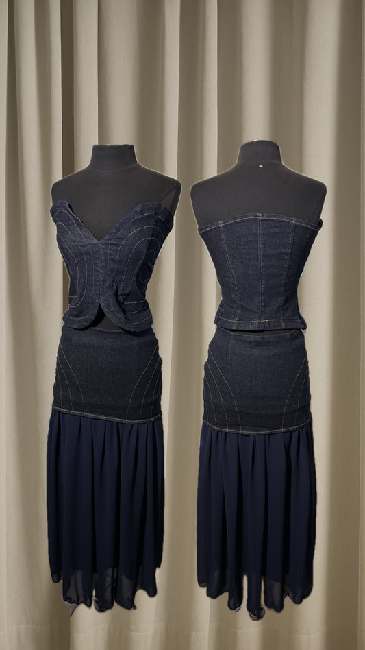 Denim skirt set
